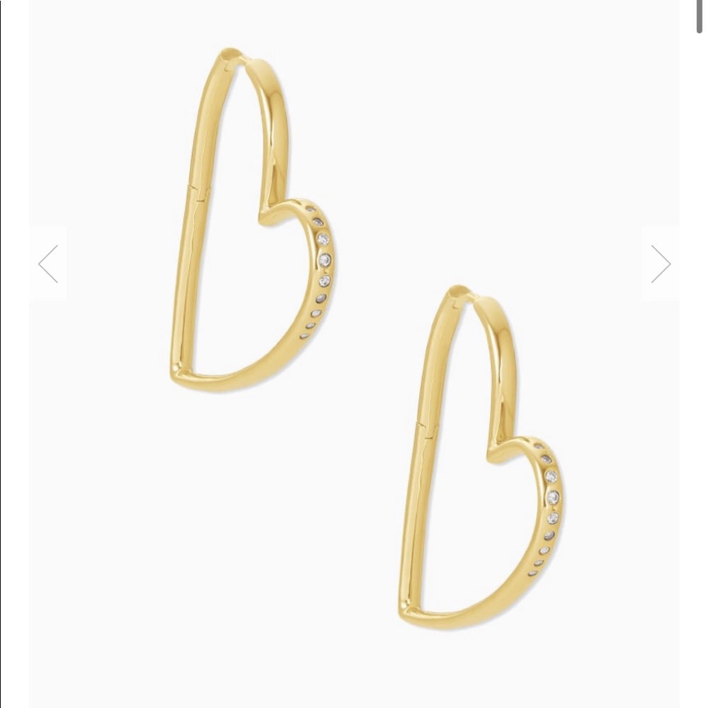 NWT Kendra Scott Ansley Heart Hoops In Gold